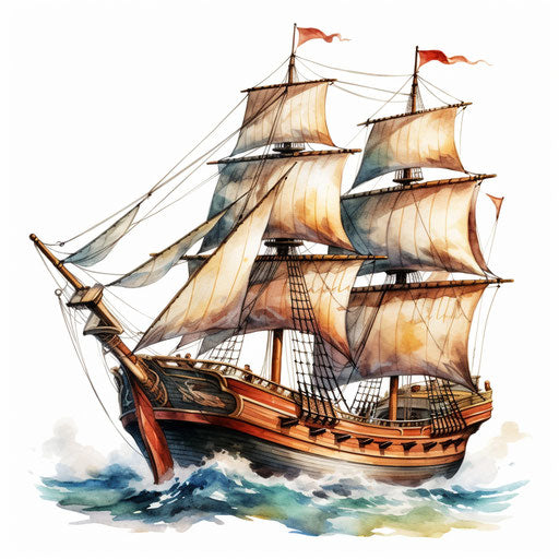 Pirate ship in Oil painting style