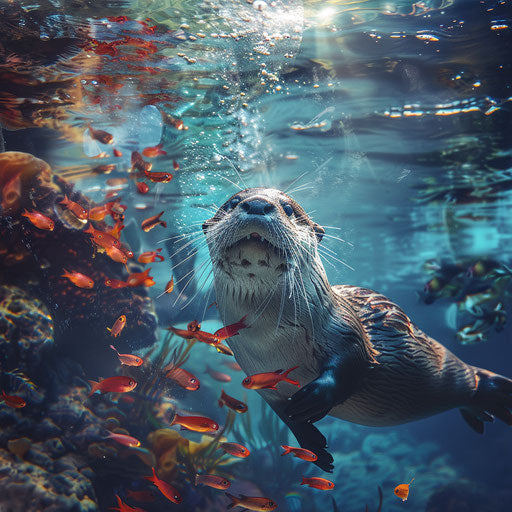 Captivating underwater view of an otter swimming elegantly