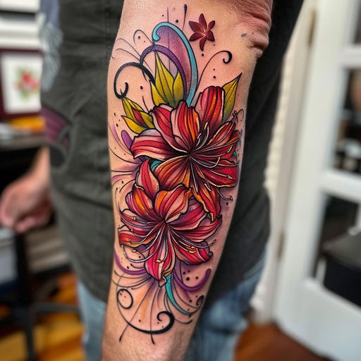 Red spider lily sketch in pop art style