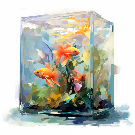 Aquarium clipart in the style of Impressionistic Art, on white background