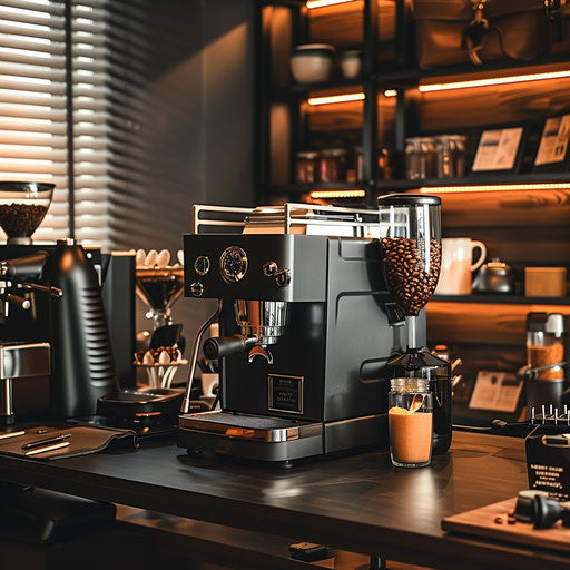 Home office with deluxe coffee bar setup