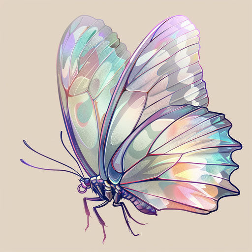 Elegant flat tattoo sketch of a butterfly with translucent wings