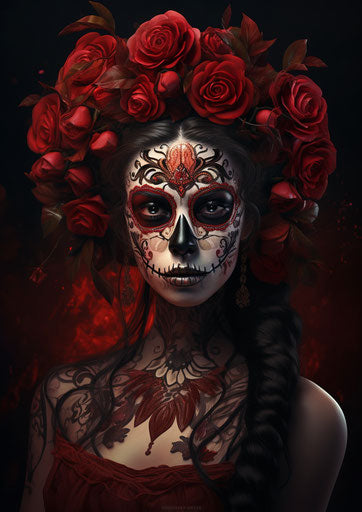 The girl with sugar skull makeup