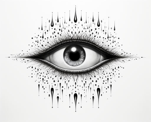 Giving eye line illustration in black and white on white background