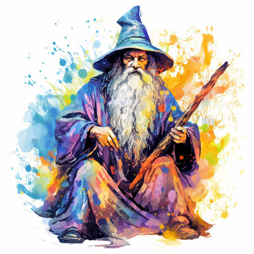 Wizard illustration in the style of Impressionistic Art
