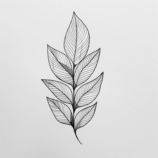 Nature-inspired flat tattoo sketch of a leaf pattern