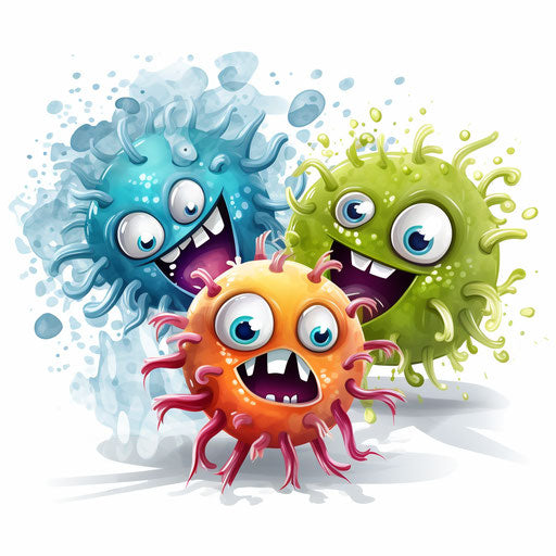 Chiaroscuro Art style illustration of germs, on white background