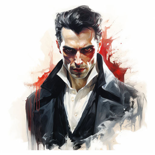 Vampire clipart in the style of Oil painting, on a white background