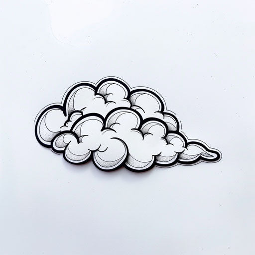 Playful cloud tattoo design, bold and simple on white