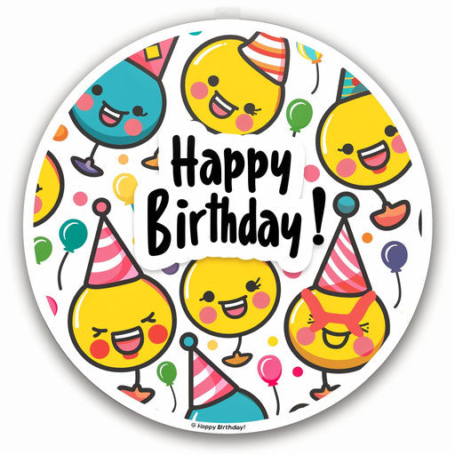 Happy Birthday! Smiley emojis in colorful celebration