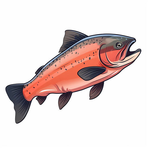 Salmon clipart in the style of Chiaroscuro Art, on a white background