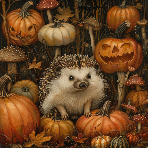 A hedgehog's adventure in a pumpkin patch