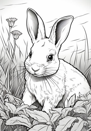 Children's coloring pages on rabbits, comic art style