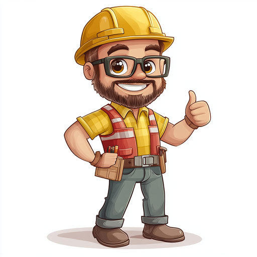 Humorous caricature of an architect with exaggerated human characteristics