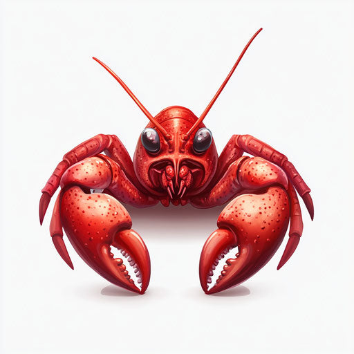 3D crawfish in photorealistic style on flat white background, isolated clipart