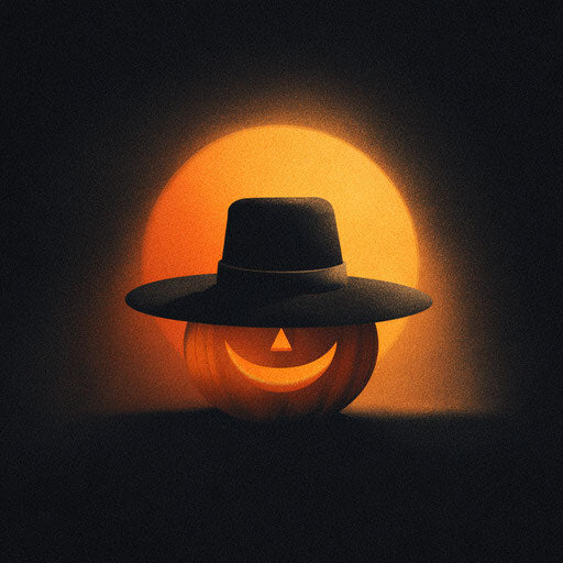 Cheerful Halloween Atmosphere with a Glowing Pumpkin