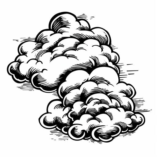 Vintage cloud with tattoo aesthetics on white background