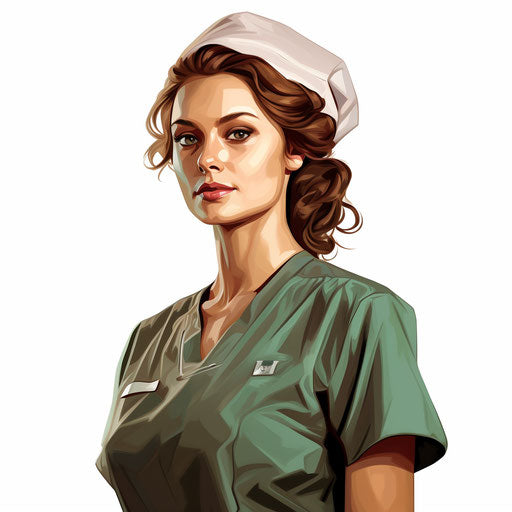Nurse in Chiaroscuro Style on White Background