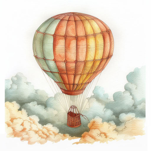Vintage balloon soaring above clouds for dreamers