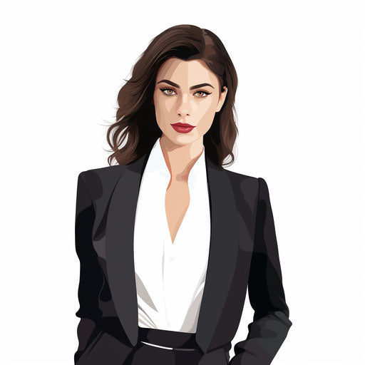 Minimalist style clipart of a business woman on white background