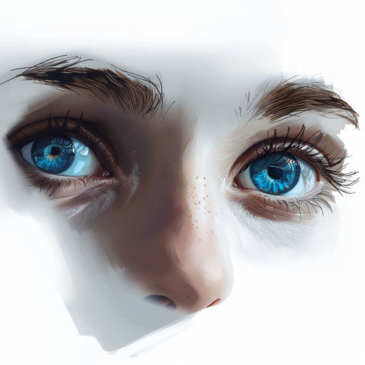 Realistic style eyes clipart with flat white background, enhanced by dynamic shadows and vibrant highlights