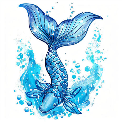 Vibrant mermaid tail tattoo sketch