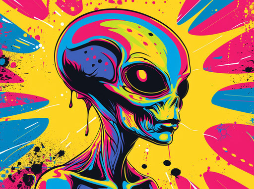 Alien head, pop art pop culture style