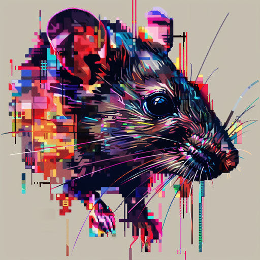 Contemporary rat tattoo sketch in pixel art