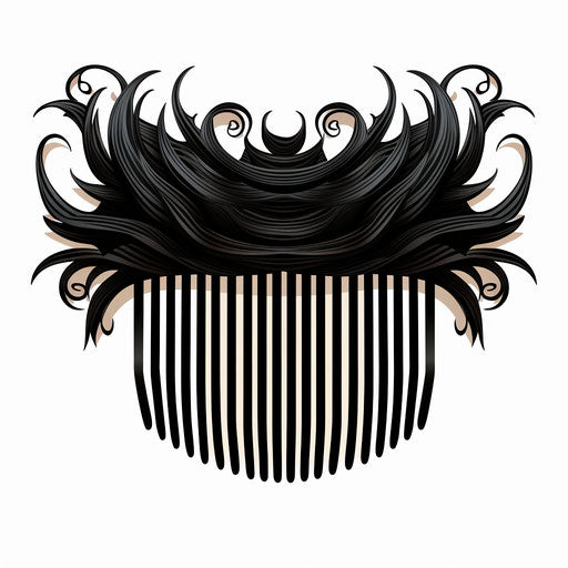Illustration of a comb clipart in the style of Chiaroscuro Art, on a white background