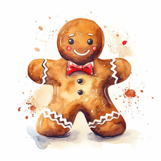 Gingerbread man clipart in the style of Oil painting on white background