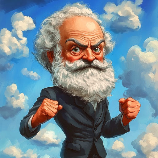 Humorous caricature of a Karl Marx clipart with human characteristics