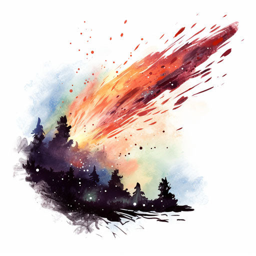 Comet in Impressionistic Art style, on white background