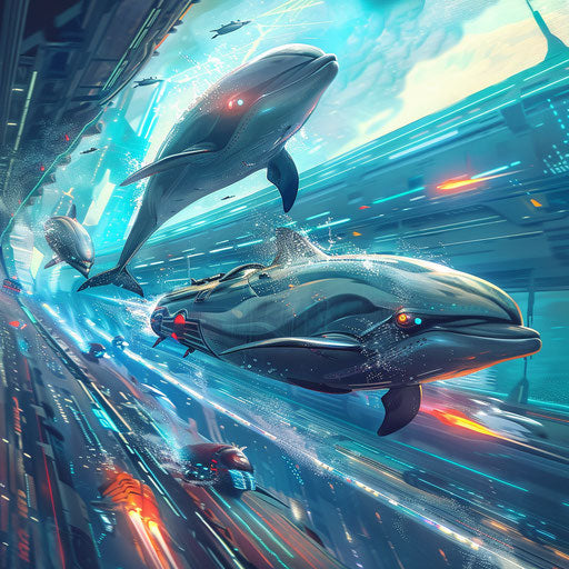 High-speed chase with dolphins and underwater vehicles