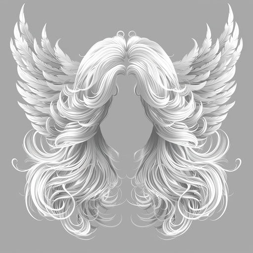 Realistic wig illustration with detailed wings