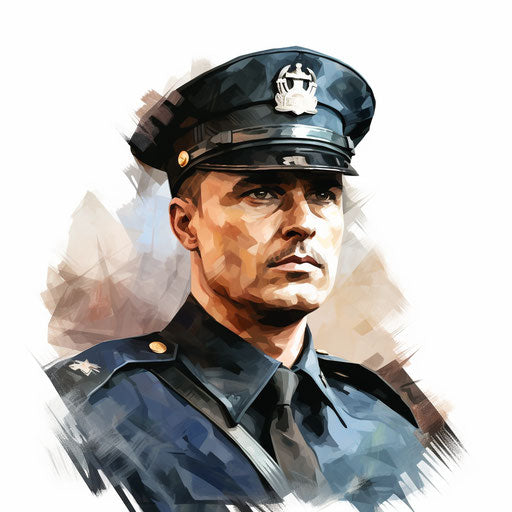 Police officer clipart in the style of Oil painting