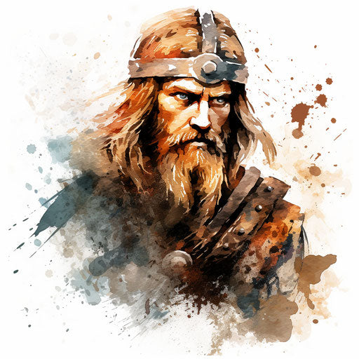 Viking illustration in the style of Impressionistic Art, on white background