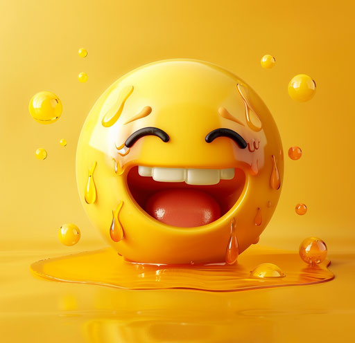 A smiling emoticon with tears of joy, in the style of firecore, surprisingly absurd 28:27