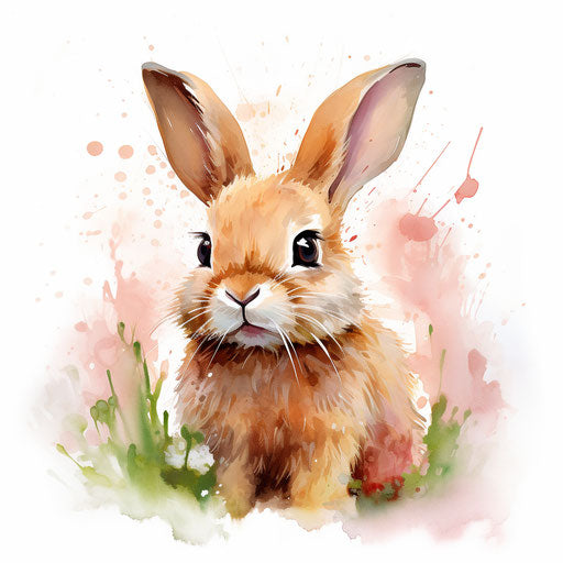 Adorable bunny in Impressionistic Art on white background