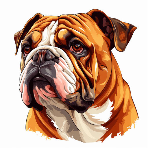 Bulldog in Chiaroscuro Art style, white background