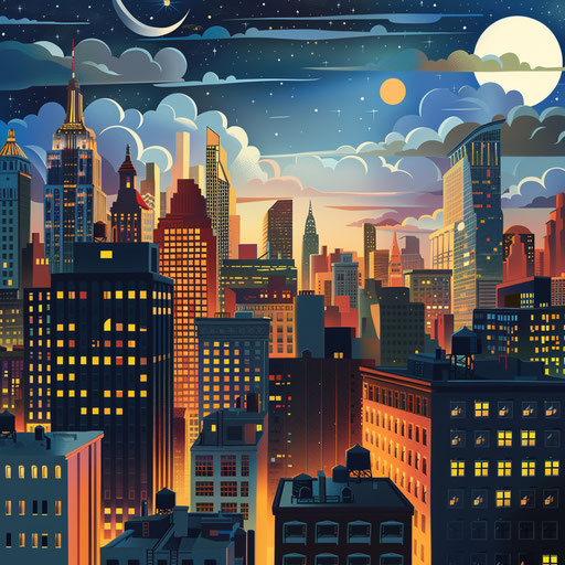 Transition of a cityscape from day to night