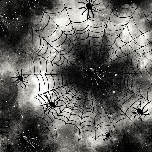 Spider web with many spiders and cobwebs