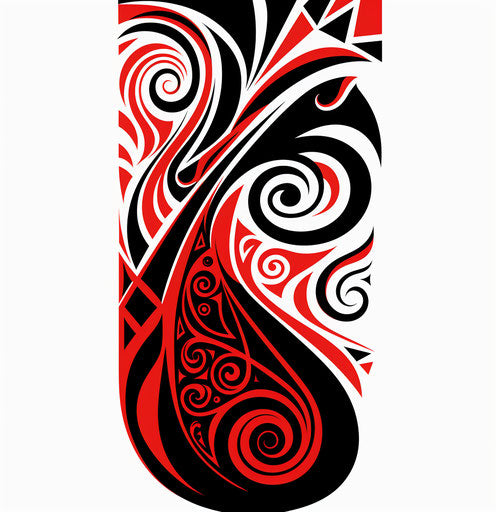 Black and red tribal designs, classic tattoo motifs