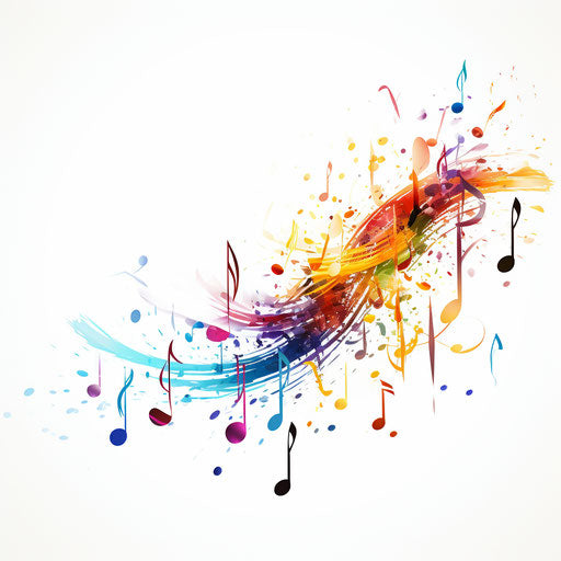 Musical notes illustration in Chiaroscuro Art style, on white background