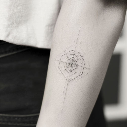 Geometric minimalist hexagon on white background