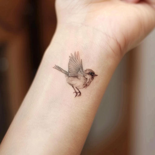 Small bird tattoo easy in the style of Peter Jackson