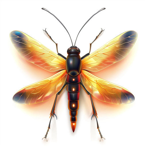 Firefly clipart in a photorealistic style on white background