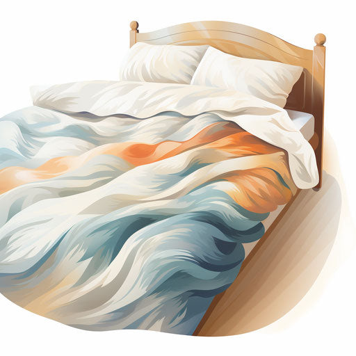 Clipart of a bed in the style of Impressionistic Art