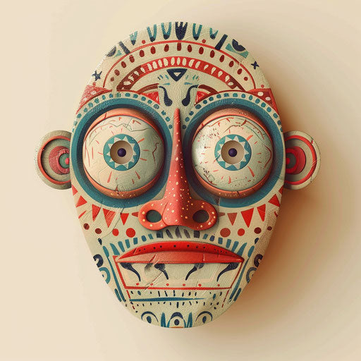 Cartoon face in photo realistic quality on flat beige background