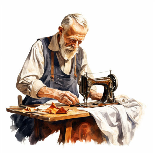 Tailor clipart in the style of Oil painting, on a white background