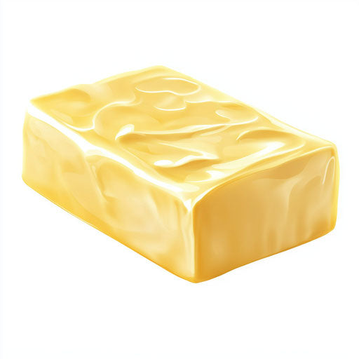 3D Butter on White Background, Realistic Clipart